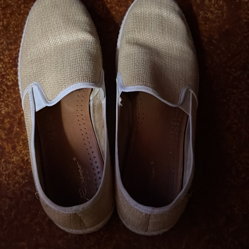 Boat shoes.  Rivieras size 44/ 10.5.  Tan with white trim very nice